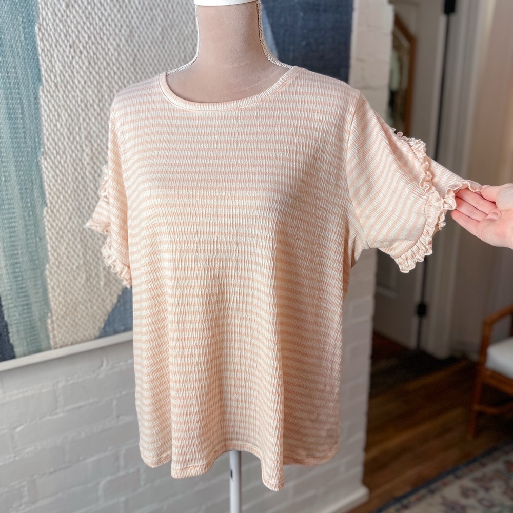Lauren Conrad Pink and White Striped Knit Shirt